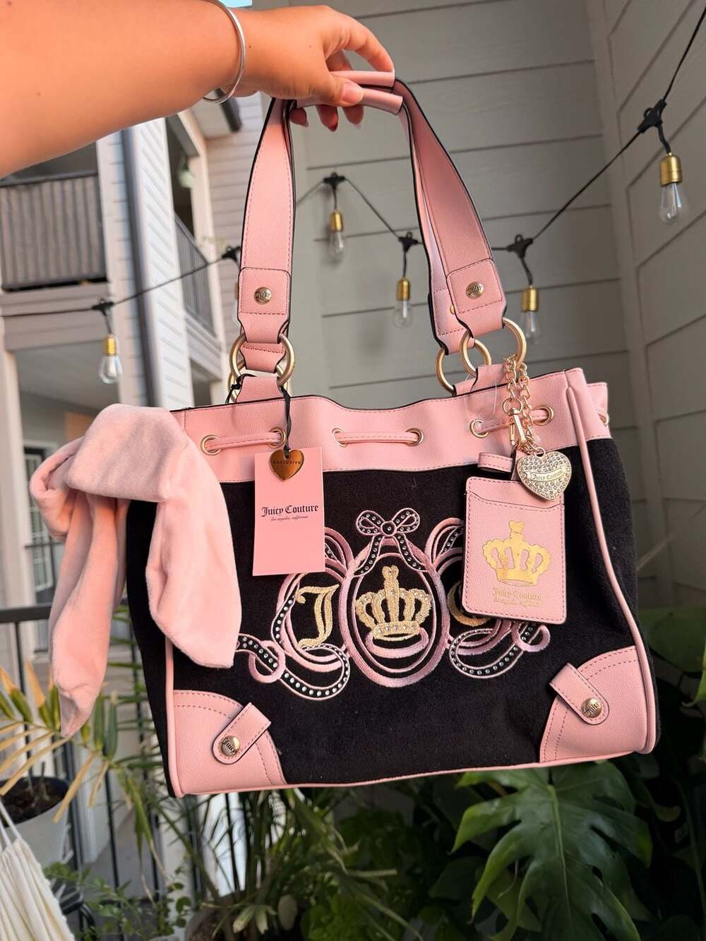 Juicy Couture Lovers Club Tote Bag Liquorice Pink Diamond New With Tags